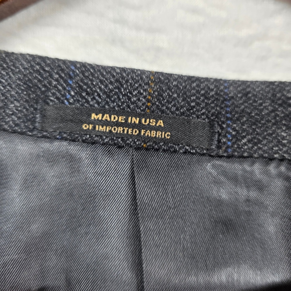 Hart Schaffner Marx Blazer Men 50L Grey Windowpane 3-Button‎ Wool Sport Coat - Picture 10 of 14